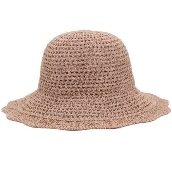 Bohemian woven straw bucket hat