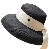 Bohemian woven straw bucket hat