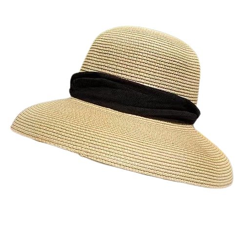Bohemian woven straw bucket hat