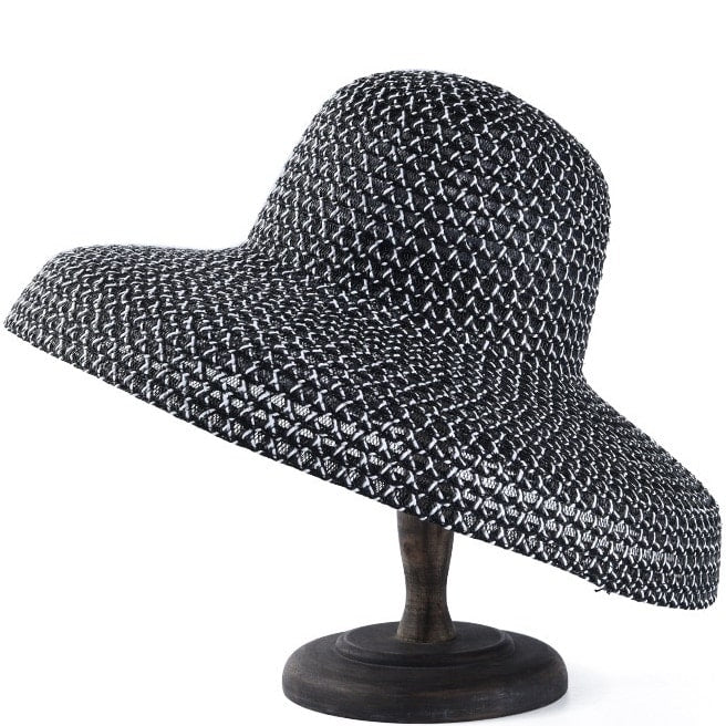 Bohemian woven straw bucket hat