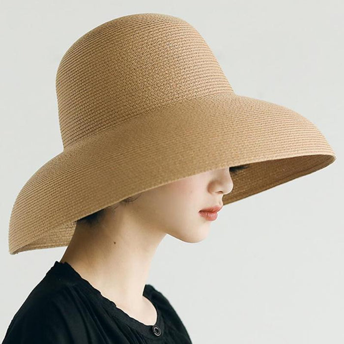 Bohemian woven straw bucket hat
