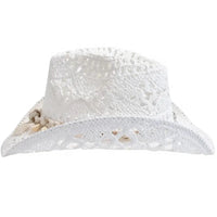 Bohemian woven straw cowgirl hat
