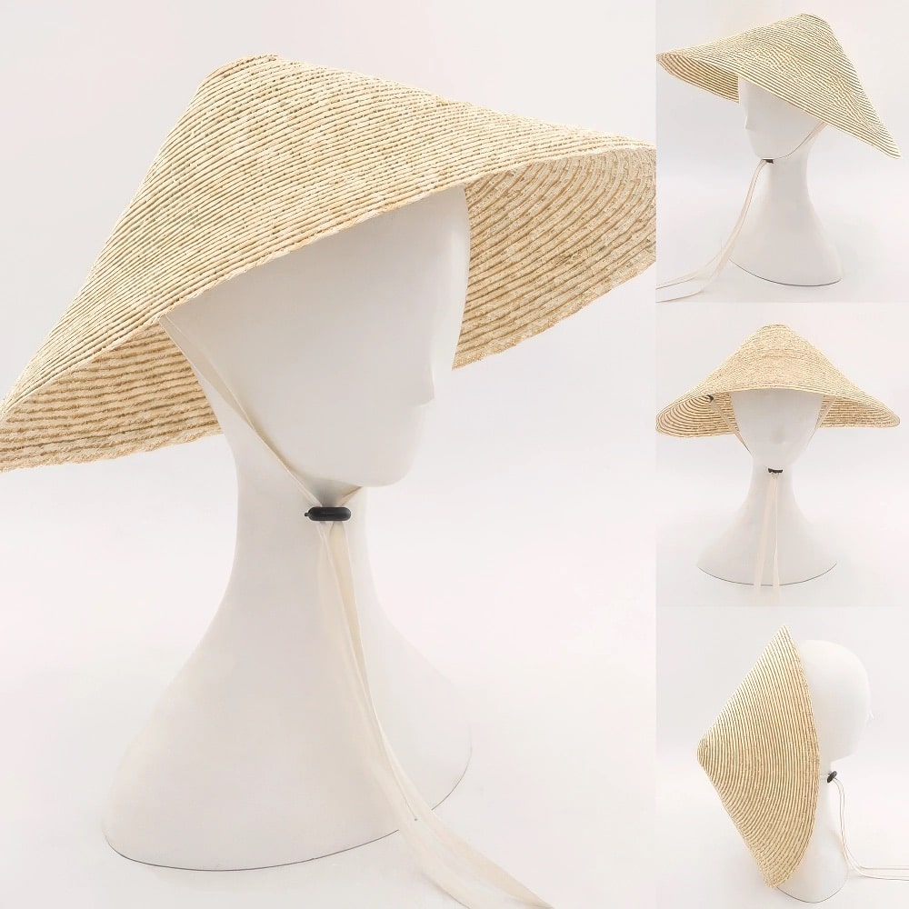 Bohemian woven straw wide brim hat