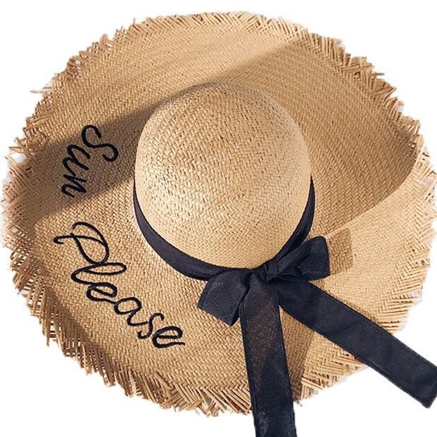 Bohemian woven straw wide brim