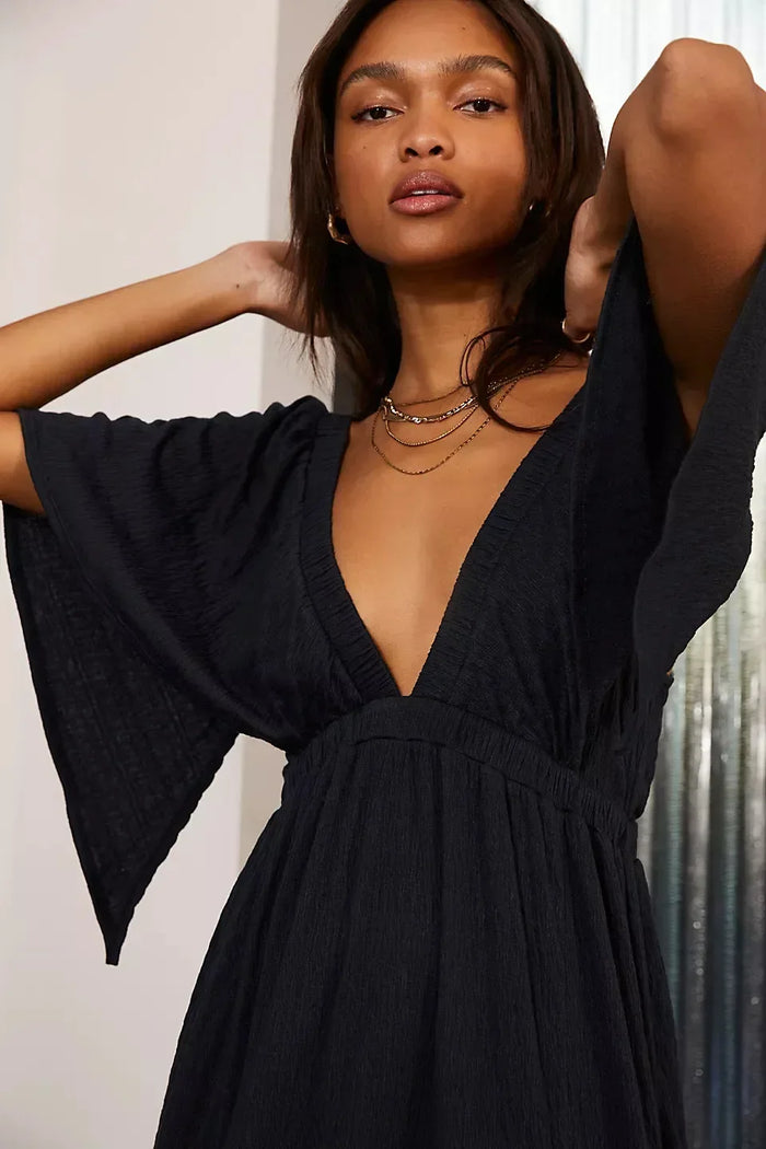 bohemian backless maxi dress black