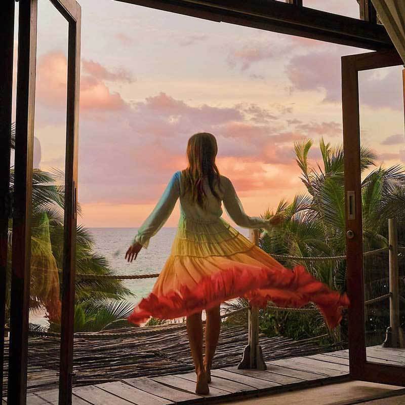 bohemian rainbow dress