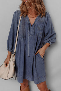 Boho 3/4 Sleeve Denim Mini Dress