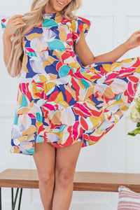 Boho Abstract Tiered Mini Dress