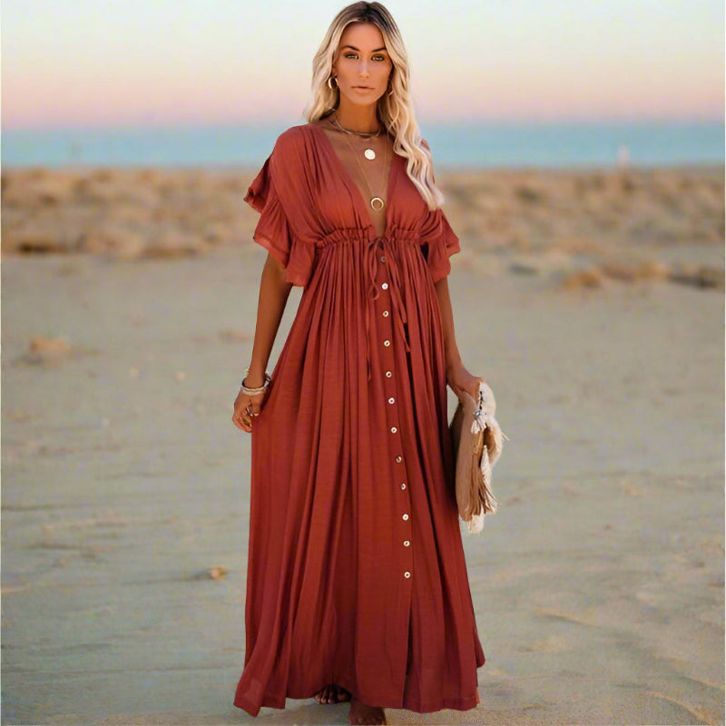 Boho Maxi Dress Beach Summer Cover Up