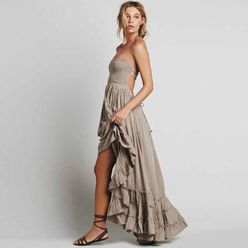 Boho Maxi Dress Backless Halter