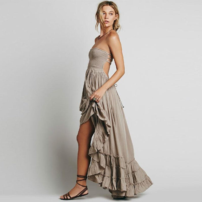 Boho Maxi Dress Backless Halter