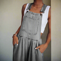 Wide Leg Denim Overalls