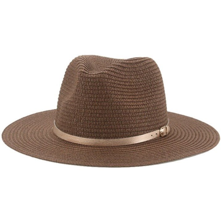 Boho beige straw fedora hat