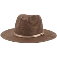 Boho beige straw fedora hat