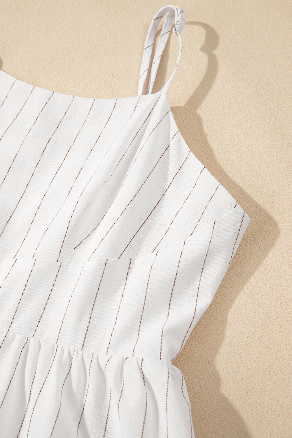 Boho beige stripe dress detail