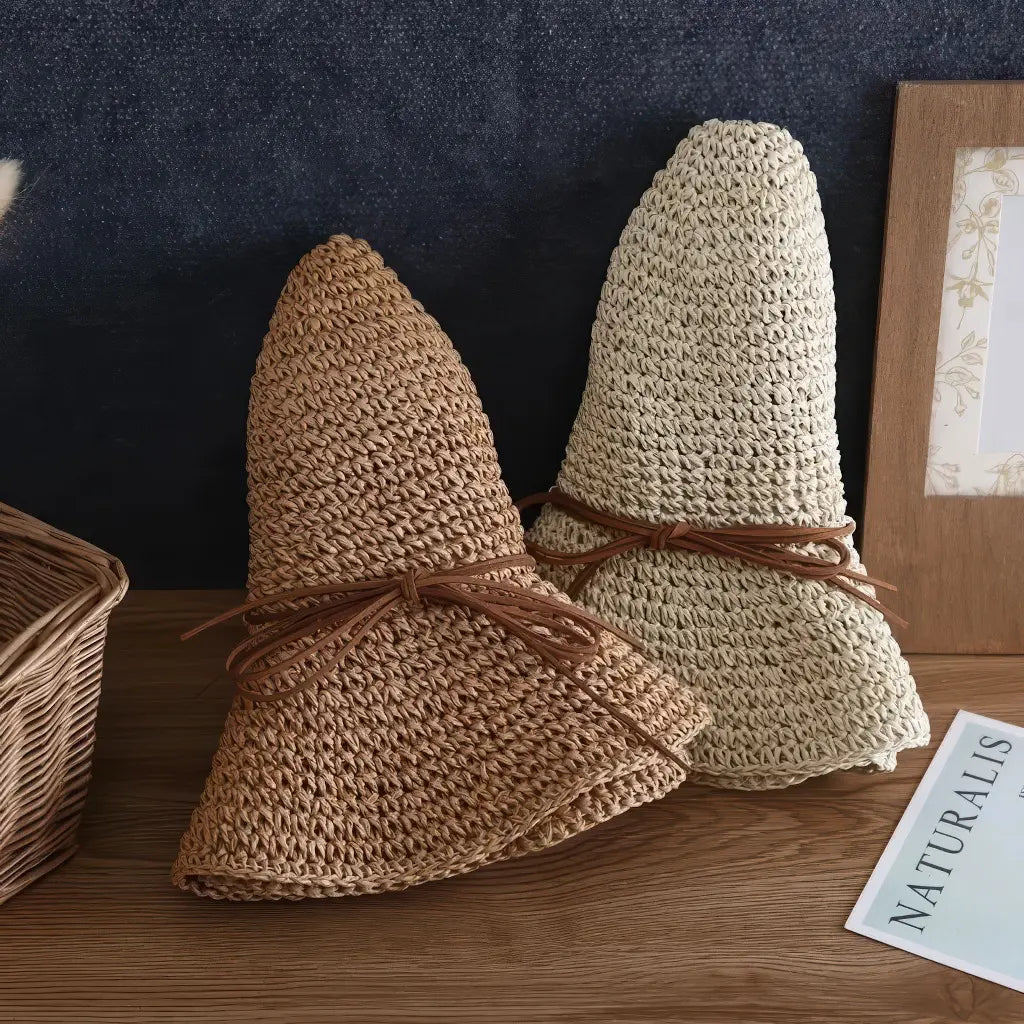 Boho bucket hat woven raffia