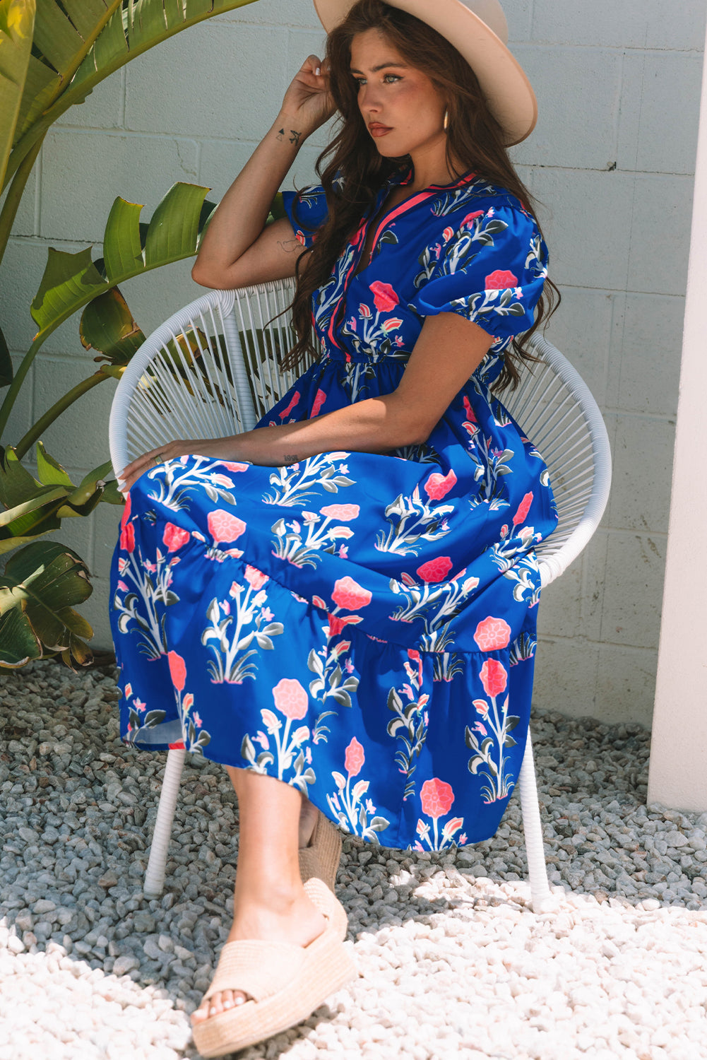 Boho chic blue maxi dress