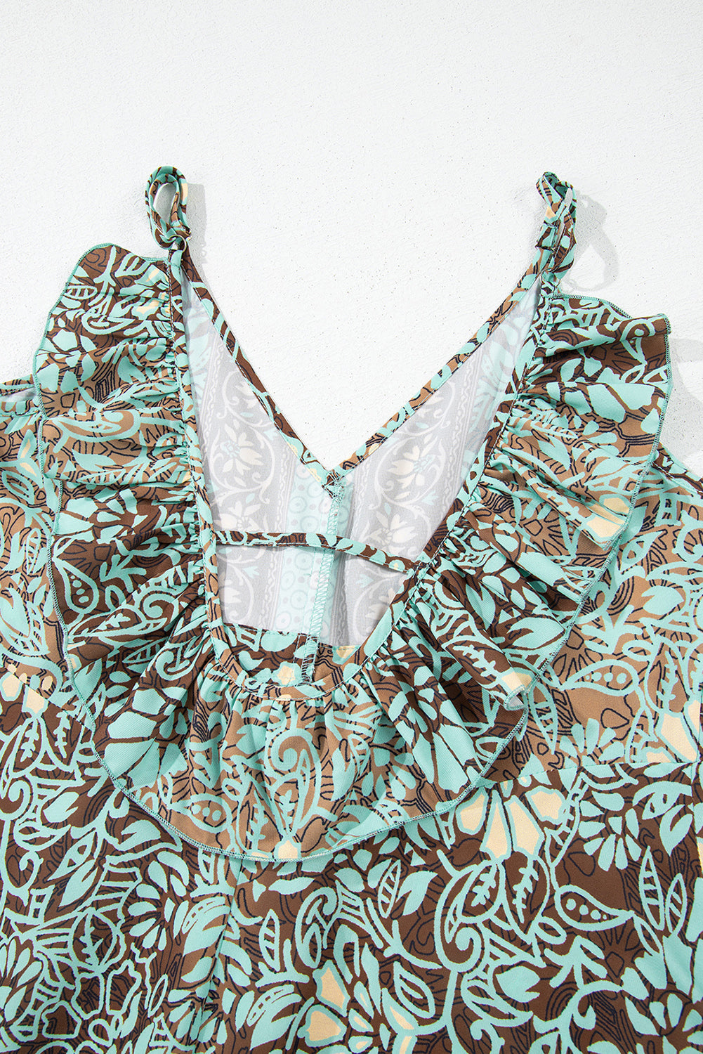 Boho chic green maxi closeup