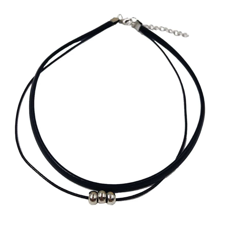 Boho Choker Necklace Silver Beads