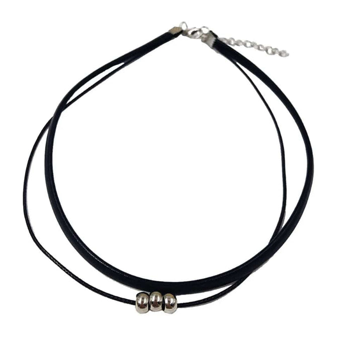 Boho Choker Necklace Silver Beads