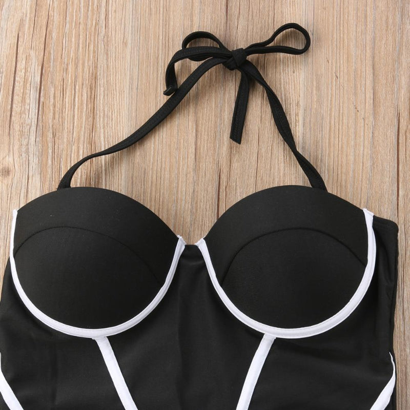 Boho contrast one piece beachwear