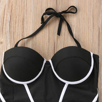 Boho contrast one piece beachwear