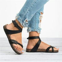 Boho cork heel open toe sandal