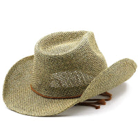 Boho cowgirl sun hat, woven straw