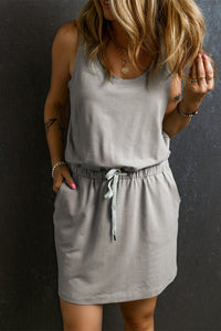 Boho Drawstring Waist Mini Dress