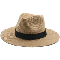 Boho fedora hat tan straw