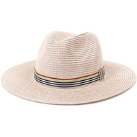 Boho fedora hat tan woven straw