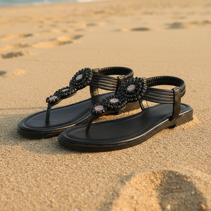 Boho flat sandal ankle strap