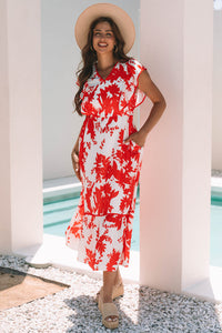 Boho floral print cotton dress