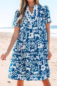 Boho Floral Ricrac Mini Dress