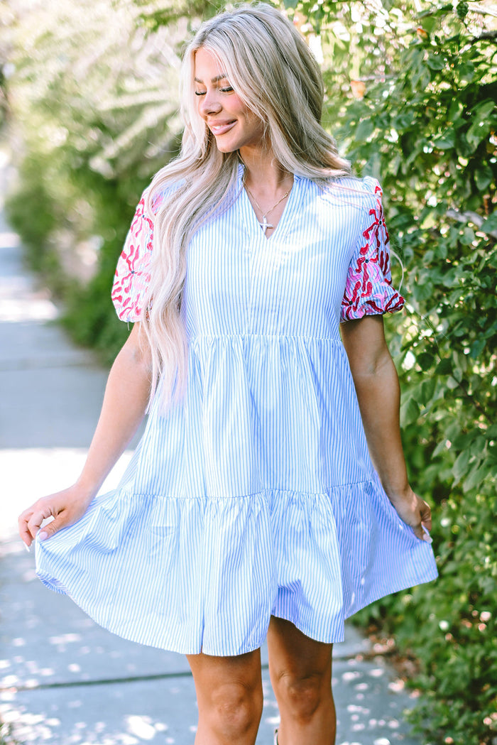 Boho Floral Tiered Ruffle Mini Dress