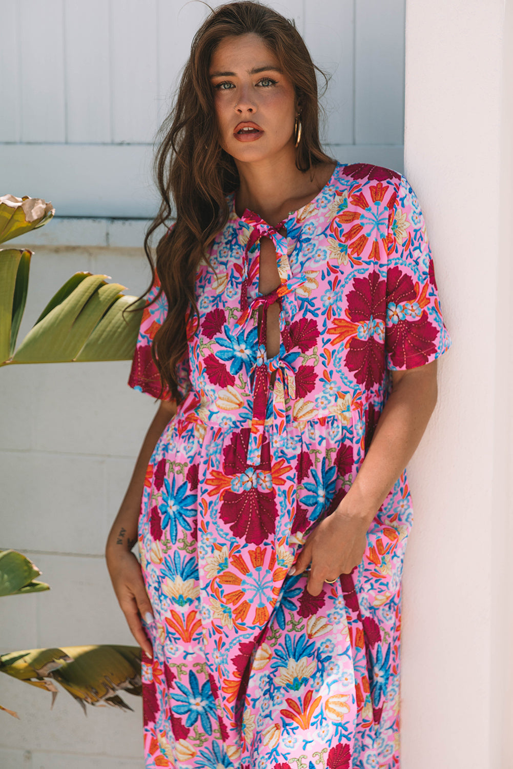Boho Flowy Dress Back View