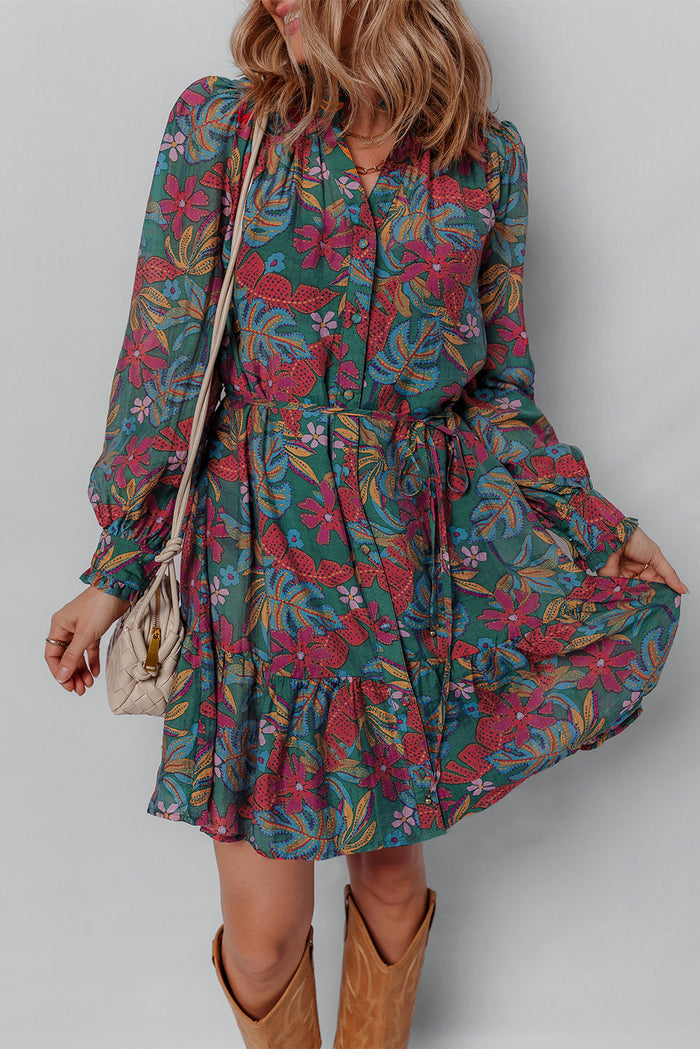 Boho Frilled Mini Dress