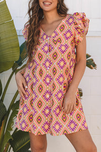 Boho Geometric Floral Mini Dress