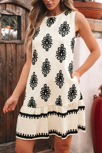 Boho Geometric Sleeveless Mini Dress
