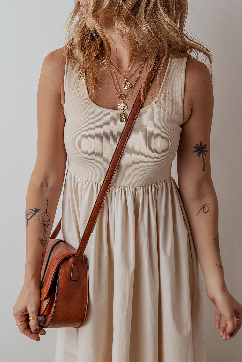 Boho knit ribbed summer dress