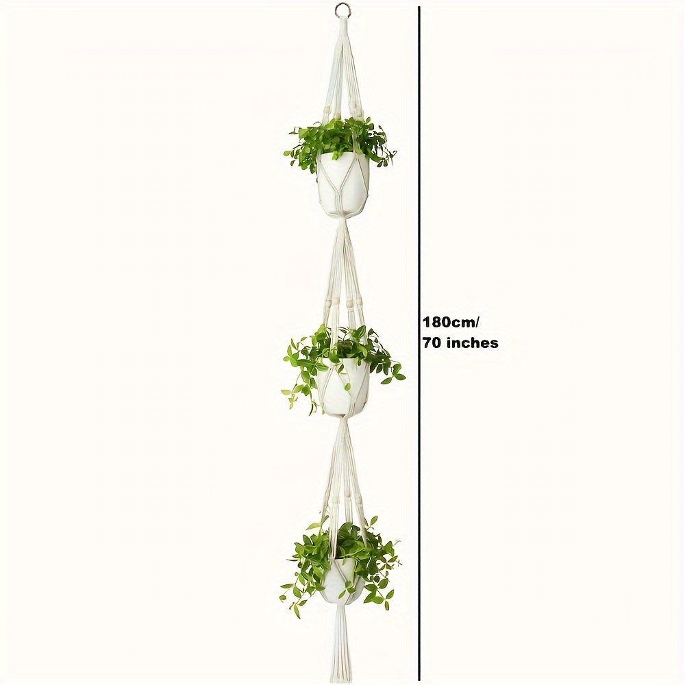 Boho knotted wall planter jute
