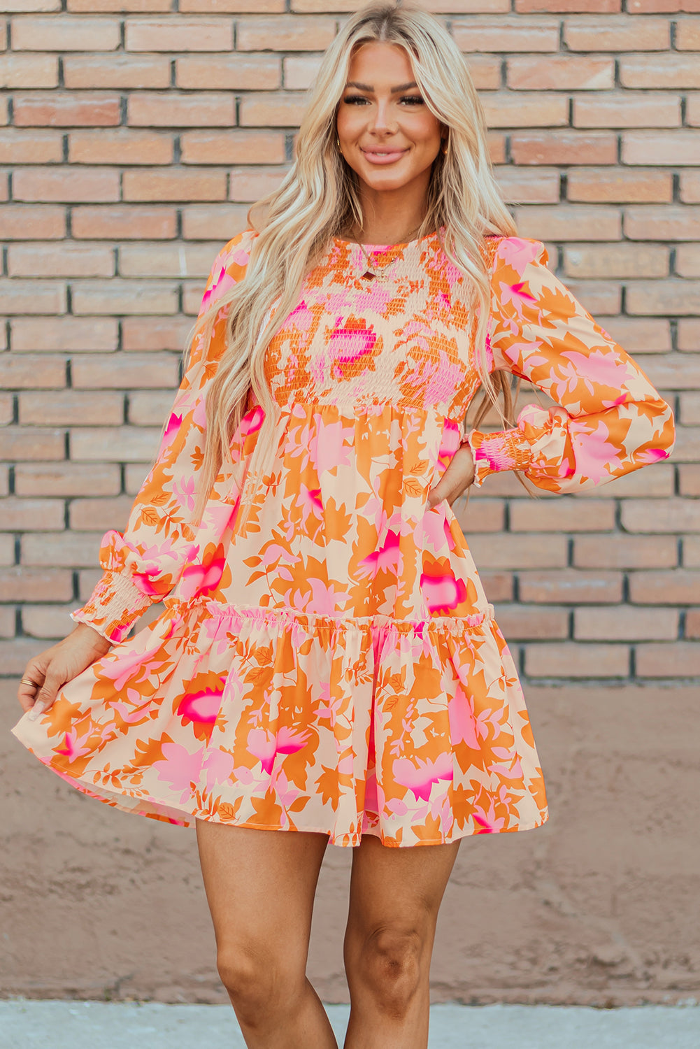 Boho Lantern Sleeve Mini Dress