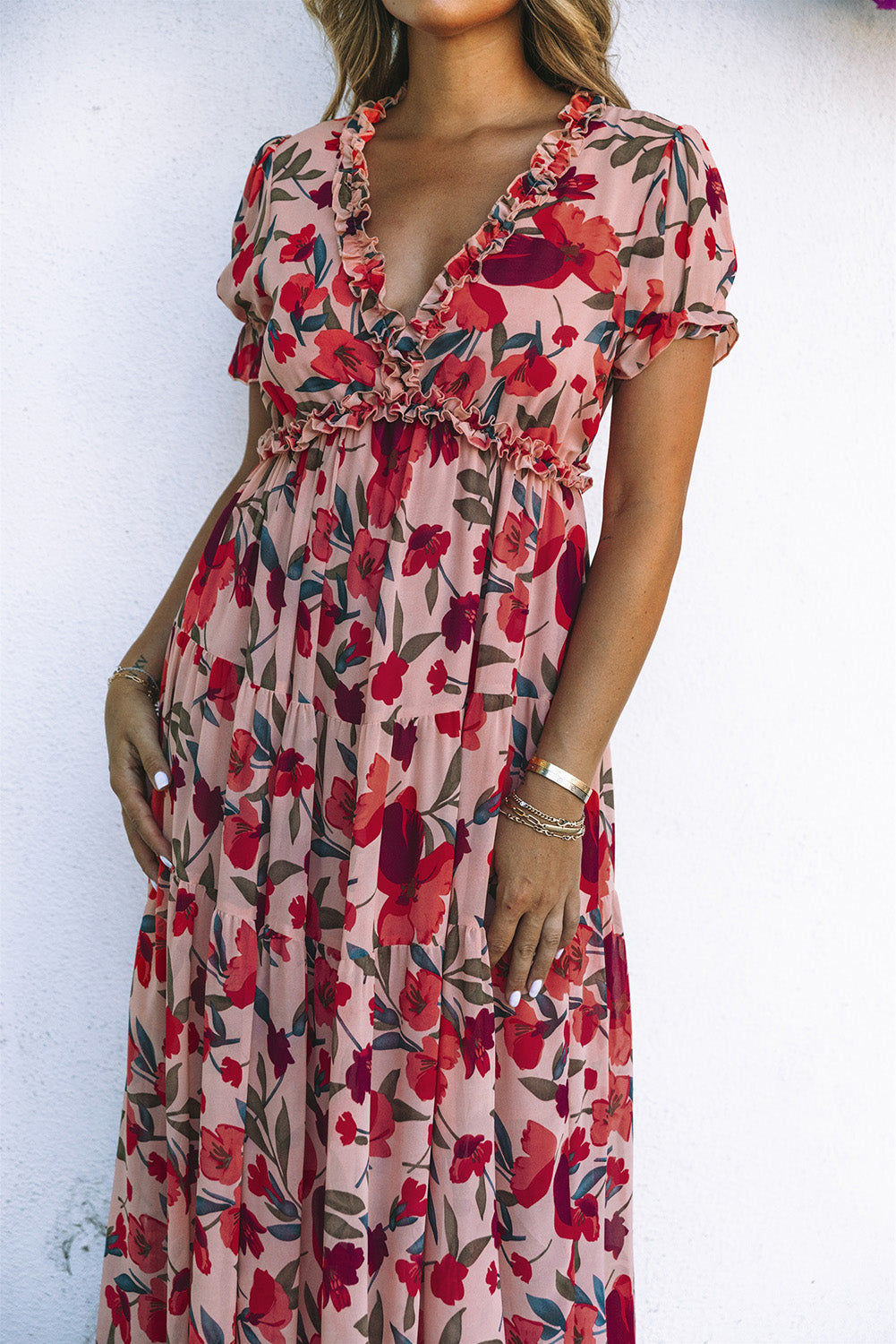Boho maxi dress floral print back