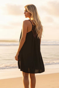 boho mini dress sleeveless black