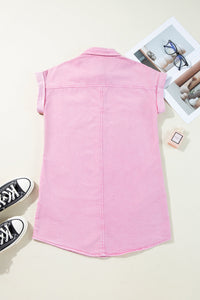 Boho Pink Denim Casual Dress