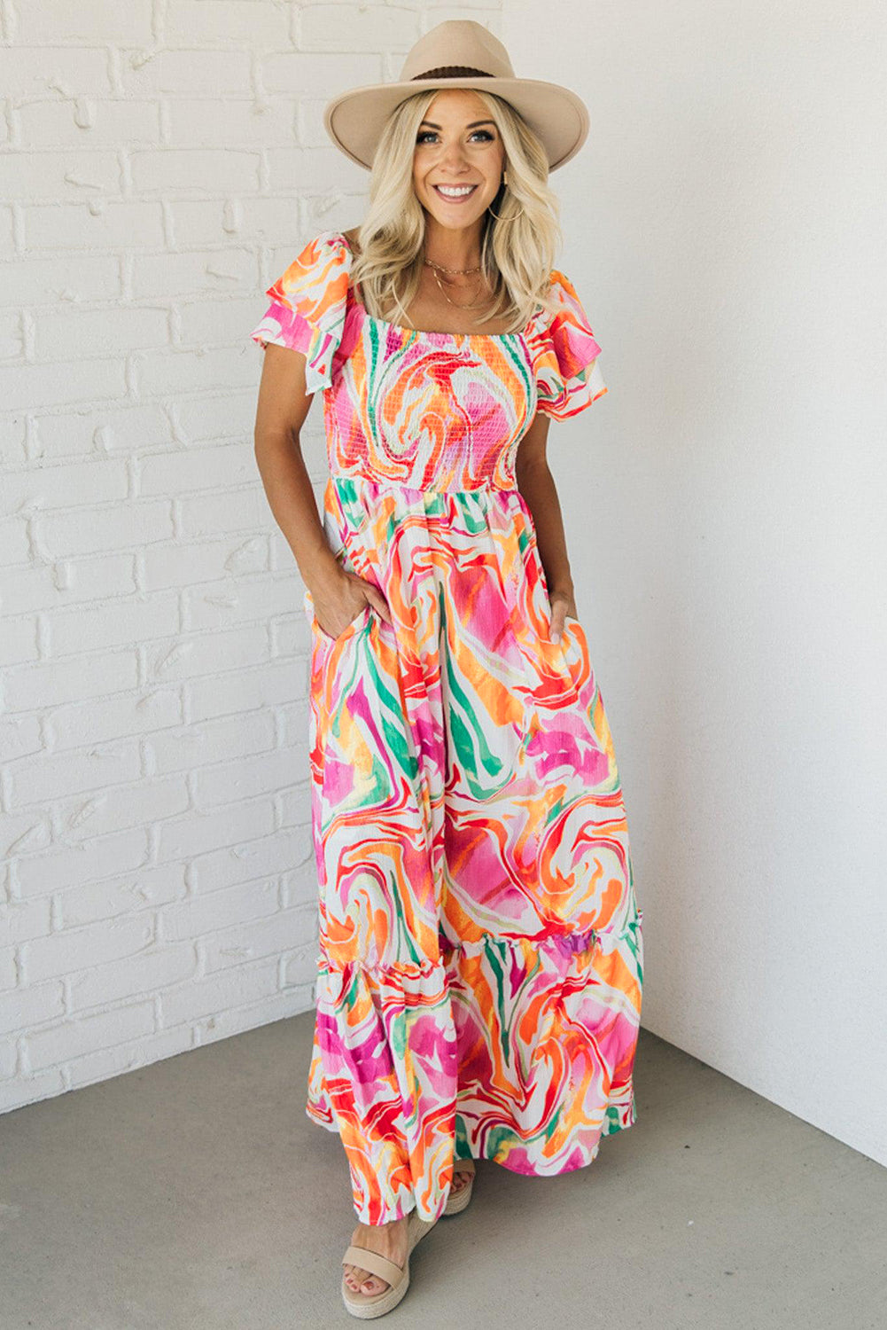 Boho Pink Dress Waist Detail
