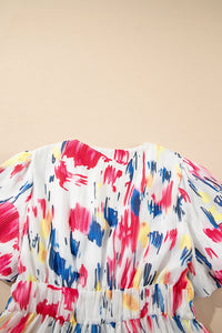 Boho puff sleeve dress natural