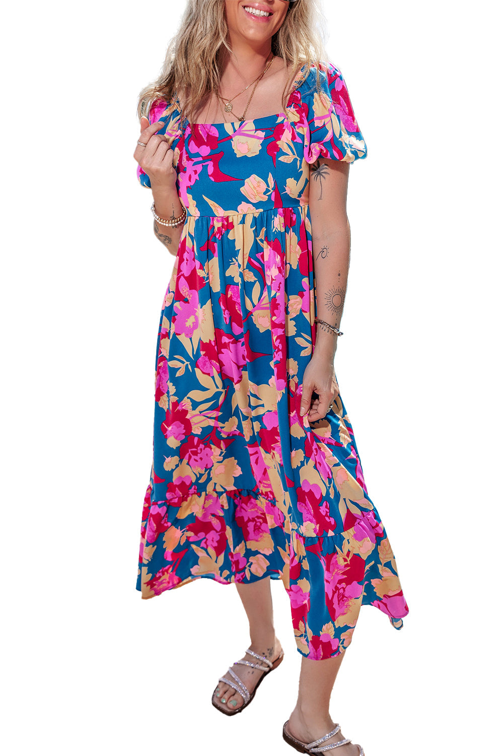 Boho Puff Sleeve Dress Styled