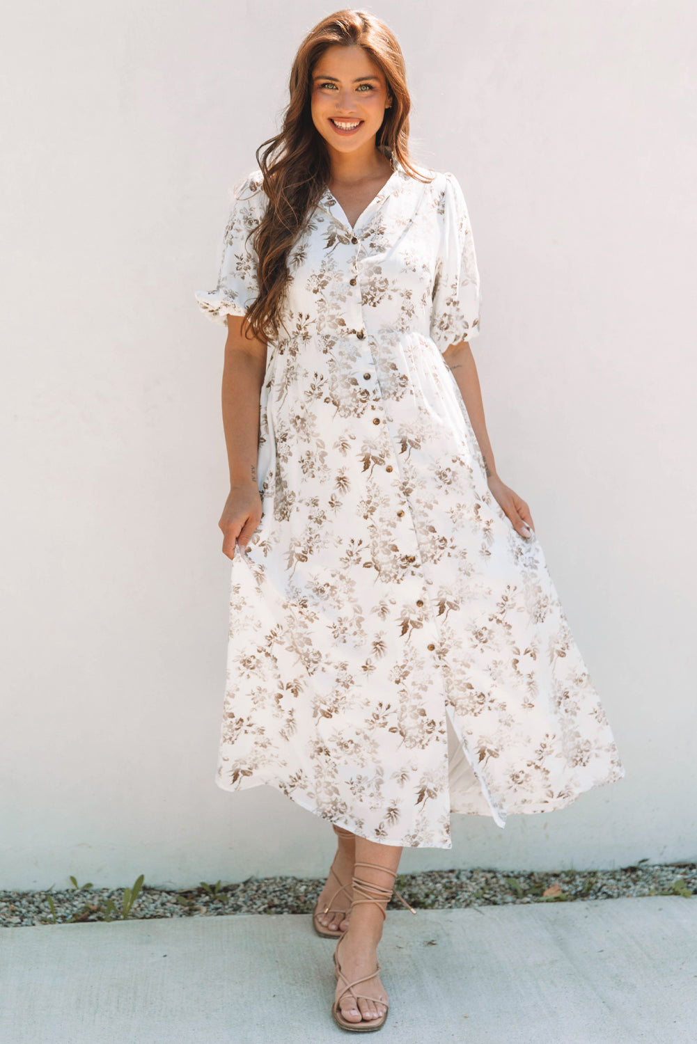 Boho Puff Sleeve Maxi Dress
