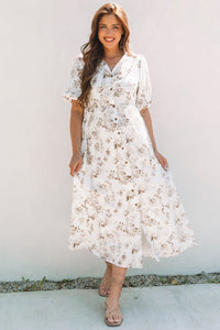 Boho Puff Sleeve Maxi Dress